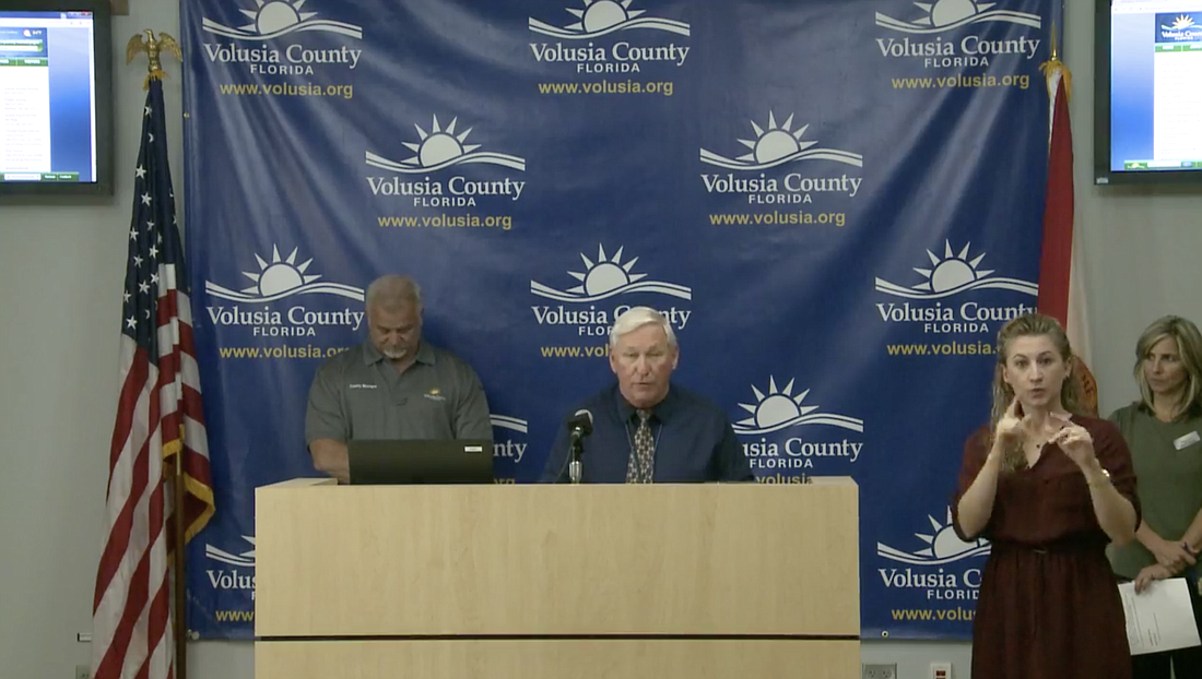 Emergency Operations Manager Jim Judge speaks during the Hurricane Dorian news conference at noon, Saturday. Still courtesy of Volusia County Emergency Management livestream