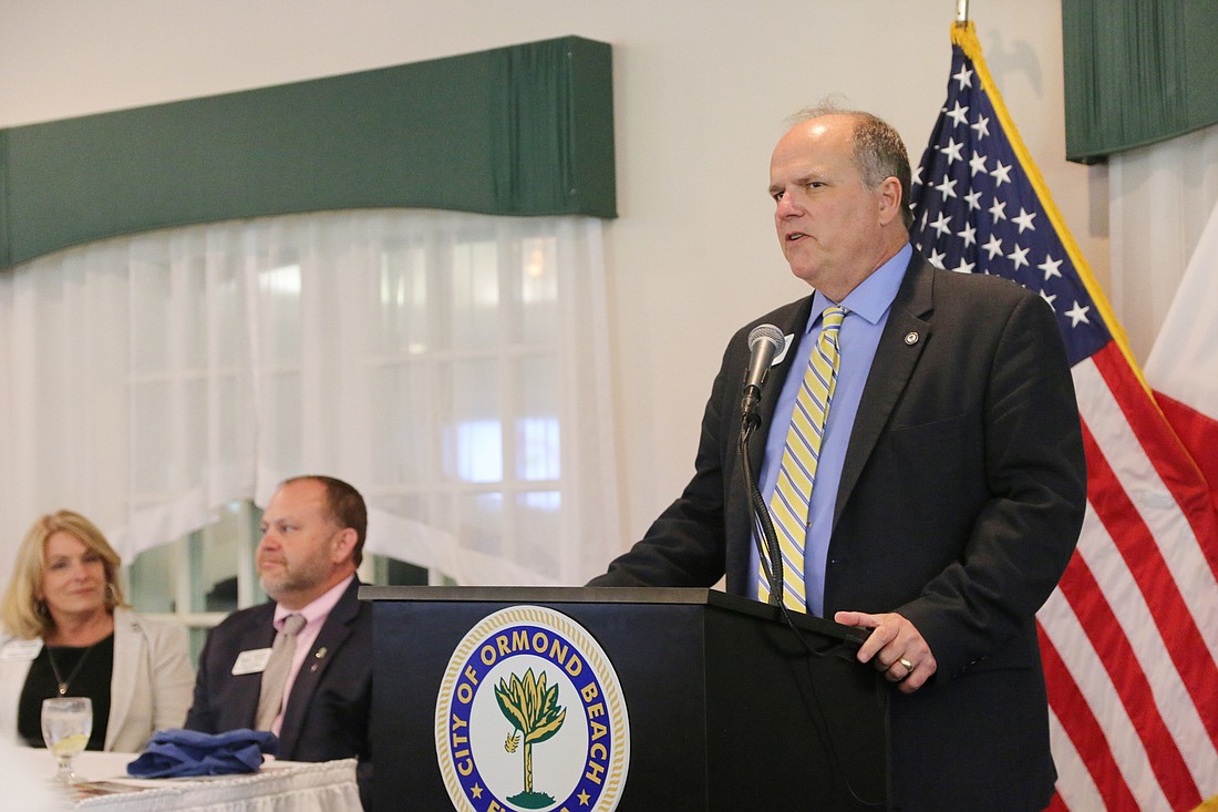 Ormond Beach Mayor Bill Partington speaks during the State of the City luncheon at Halifax Plantation Clubhouse on Tuesday, Oct. 8. Photo by Jarleene Almenas