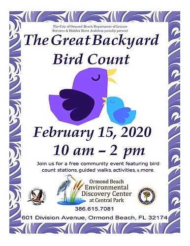 Attend The Great Backyard Bird Count. Flyer courtesy of the city of Ormond Beach