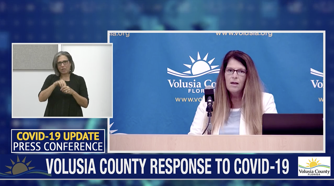 Volusia County Florida Department of Health Administrator Patricia Boswell. Screenshot courtesy of the livestream by Volusia County Emergency Management