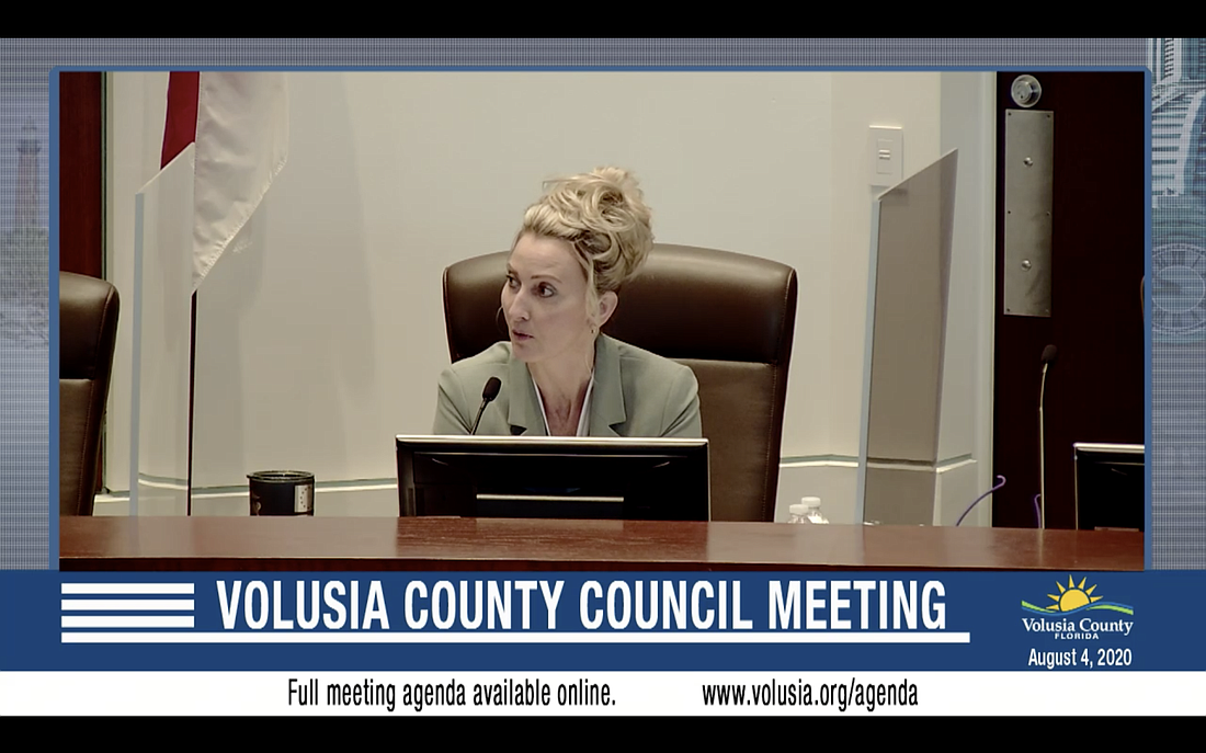 Volusia County Councilwoman Heather Post asked for the county to increase the fund for housing assistance, and the motion passed 4-3. Screenshot courtesy of Volusia County Government's livestream