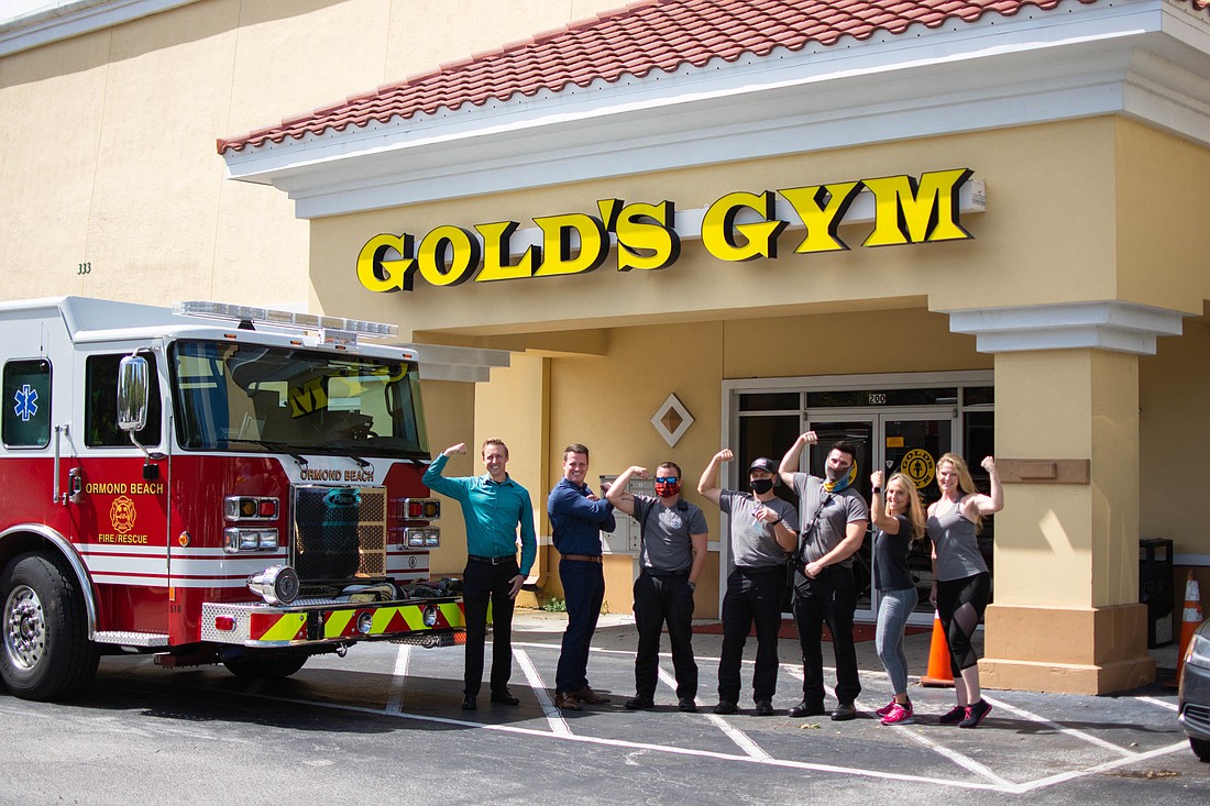 Ormond Beach firefighters donated to help the fundraiser for Halifax Urban Ministries at Gold's Gym. Courtesy photo