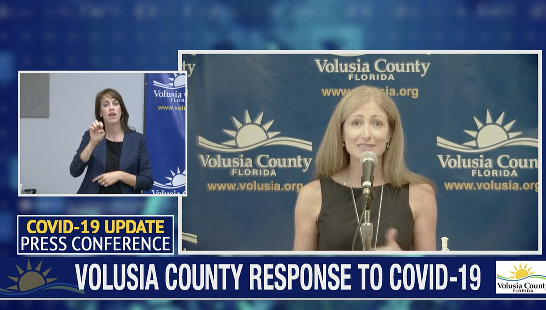 Holly Smith, communications manager for the Department of Health in Volusia County, speaks during the county's COVID-19 briefing. Screenshot courtesy of Volusia County government