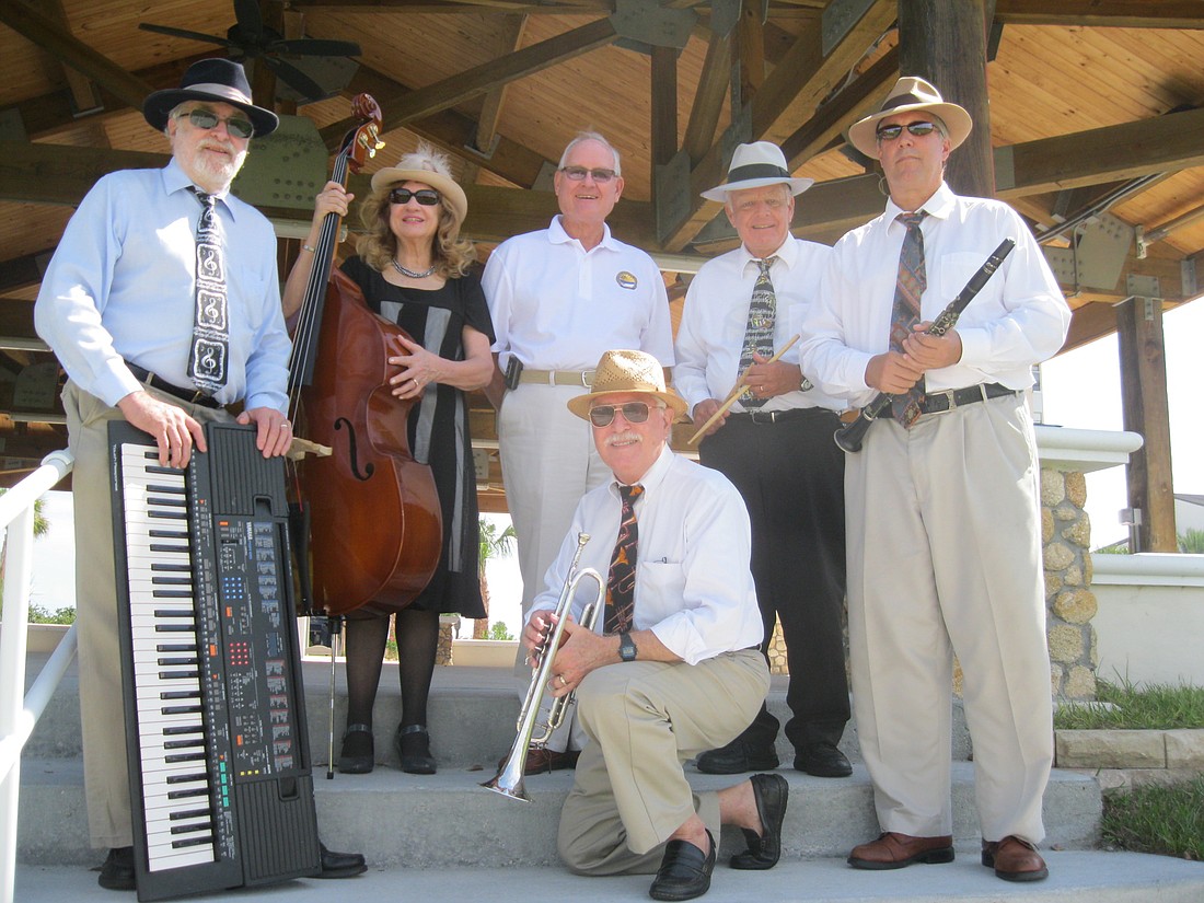 Sal Ronci, on trumpet, with Lee Quick, Sallie Quick, former Daytona Beach Shores Mayor Harry Jennings, Jay Messick and Ray Guiser in a concert announcement photo from 2012. Courtesy photo