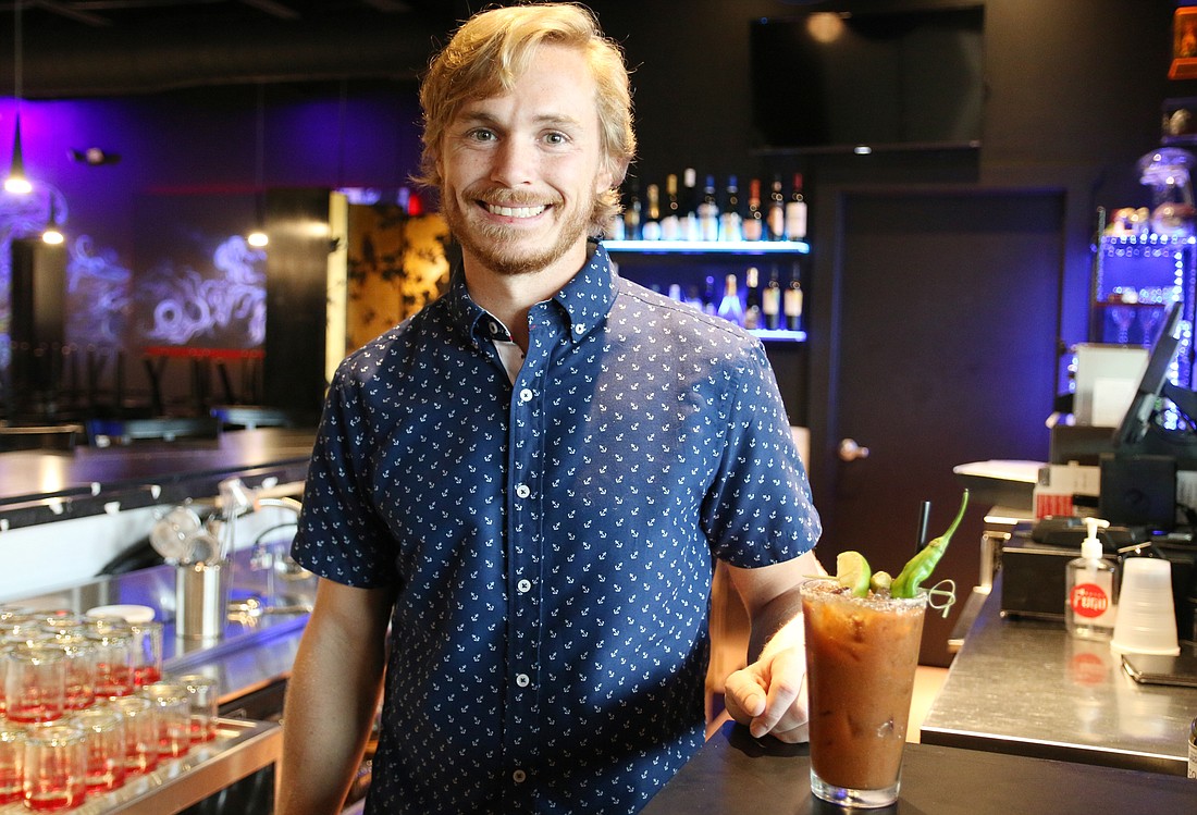 Fugu Sushi Bar Manager Corey Welter said their wasabi bloody mary pays tribute to the restaurant's Japanese fare. Photo by Jarleene Almenas