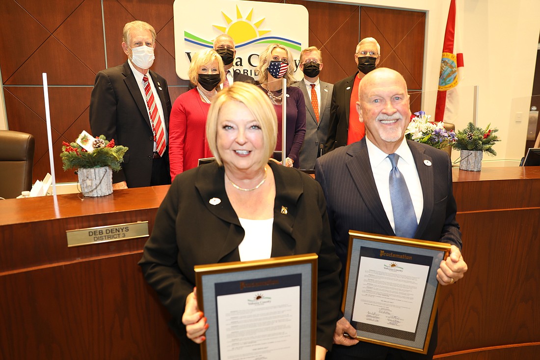 Deb Denys, Ed Kelley and the Volusia County Council. Photo courtesy of Volusia County Government