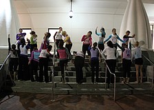 Members of Booker High School VPA Dance put on a show outside of Selby Library as part of the entertainment portion for Looking Into the Crystal Ball.