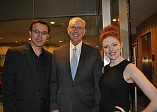 Boeing Boeing stars Jason Bradley and Kim Hausler with Bob Waechter