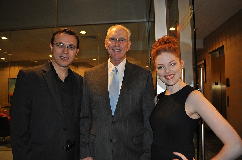 Boeing Boeing stars Jason Bradley and Kim Hausler with Bob Waechter