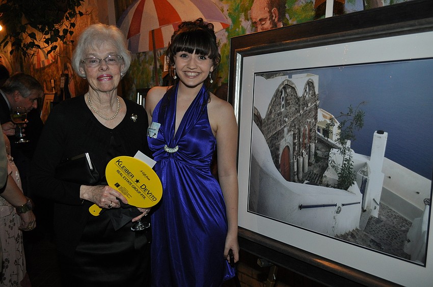 Beverly Koski with artist Dara Messenger and her piece, 