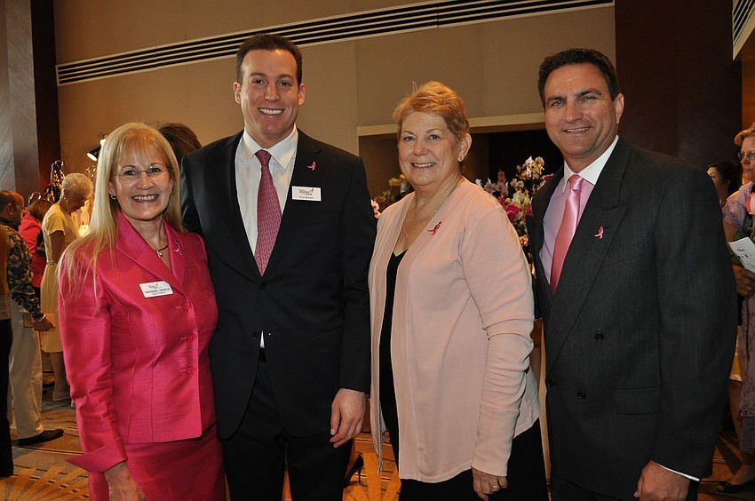 Co-Chairwoman Sherril Morse, guest speaker Eric Brinker,  Co-Chairwoman Ginny Cable and Troy Larkin