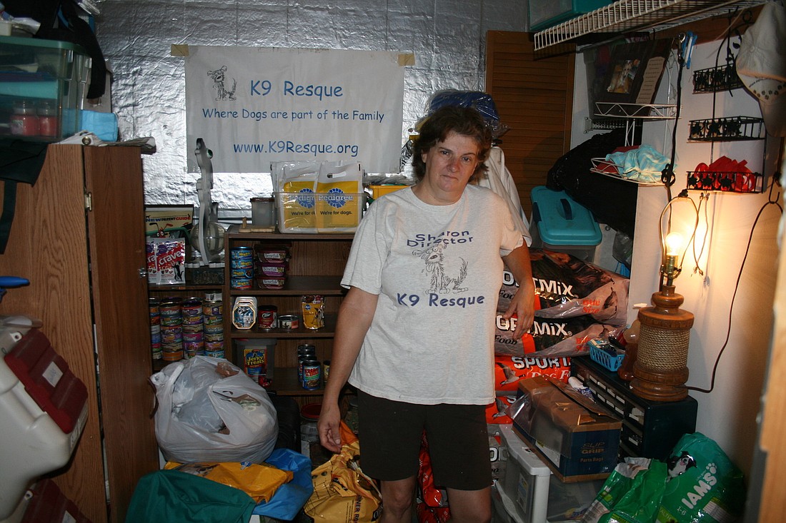 Sharon Gorski runs the food pantry out of her garage. Photo by Megan Hoye.