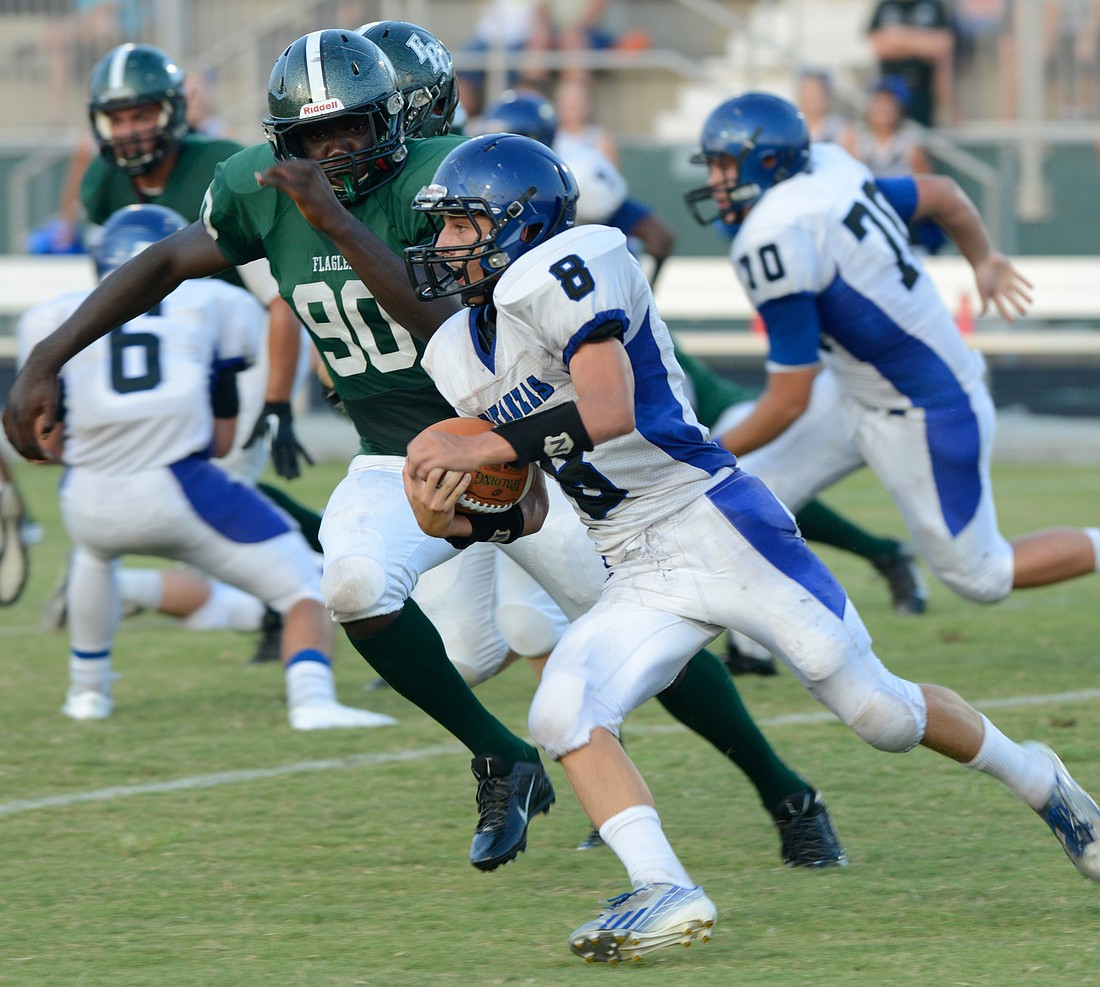 Matanzas running back Stefan Tucker had carried the ball 15 times for 54 yards. PHOTO BY BOB ROLLINS