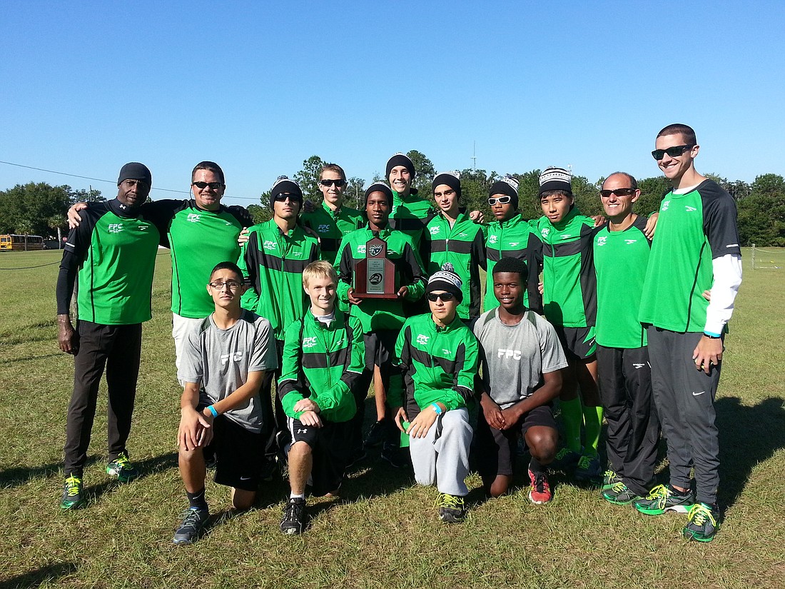 The Flagler Palm Coast boys cross-country team won the District 1-4A meet and will advance to the regional meet. (Courtesy photo)