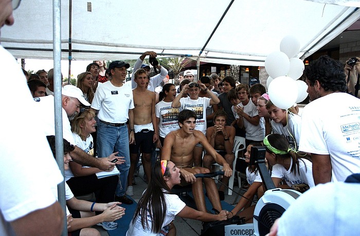 Sarasota Crew members rowed with all their might during the remaining seconds of their 2010 ergathon.