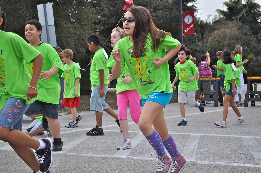 Ashton Elementary students ran for 40 minutes around the school's track for their annual Star Sprint jog-a-thon.