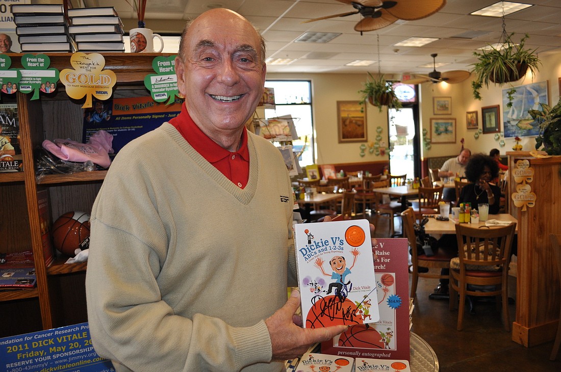 Dick Vitale is donating the proceeds from his book, which retails for $14.95, toward pediatric cancer research.