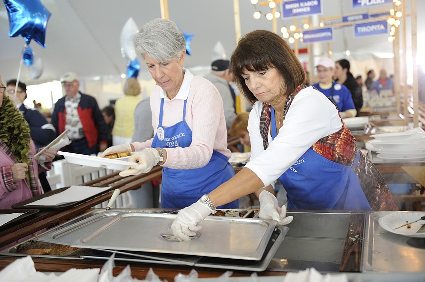 Lydia Cappas and Connie Cotros served up authentic Greek cuisine.