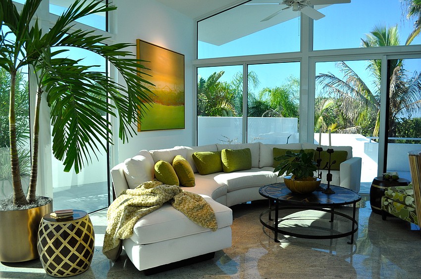 A Modern Sculptural Masterpiece: Robb and Stucky is showcasing contemporary vignettes throughout this Casey Key home.