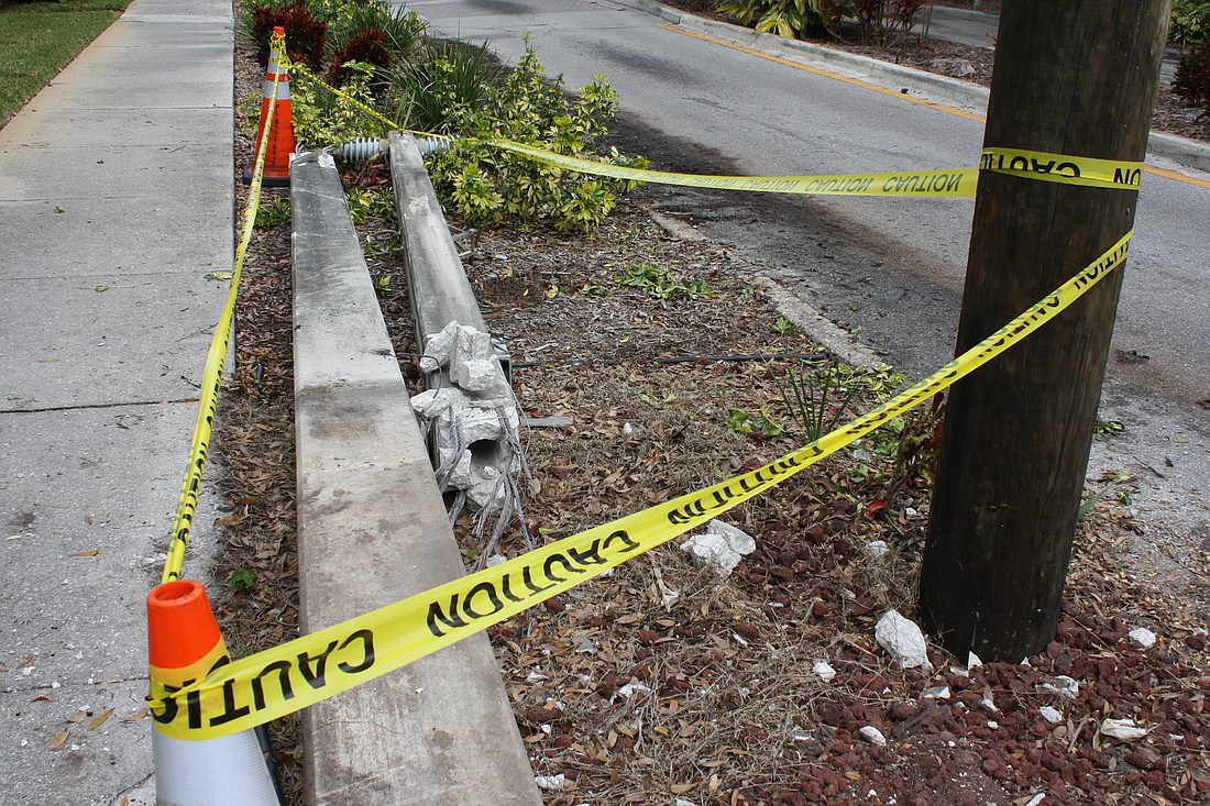 Florida Power and Light replaced an electrical pole that was damaged in a one-car crash.