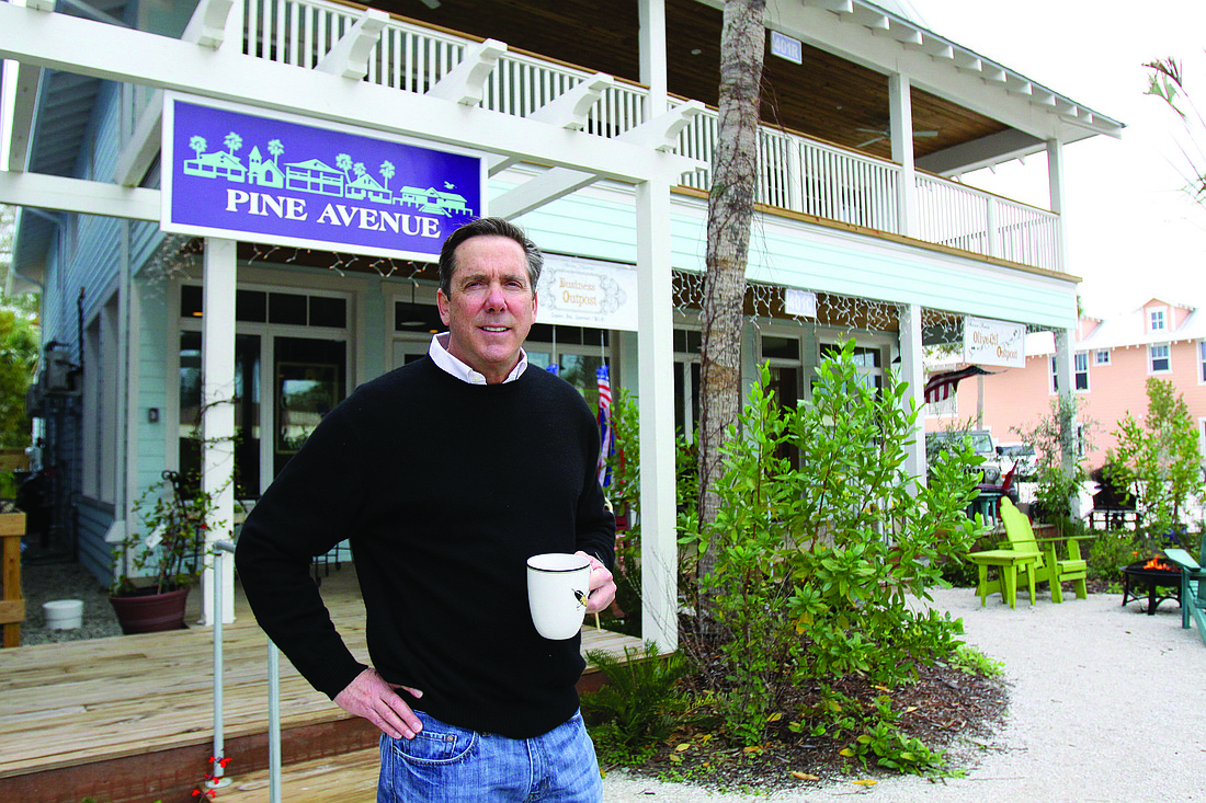Pine Avenue Restoration project partner Ed Chiles strolls to the Pine Avenue business district for a cup of coffee on most mornings. He believes that the revitalized district could become a model for Longboat Key's business districts.