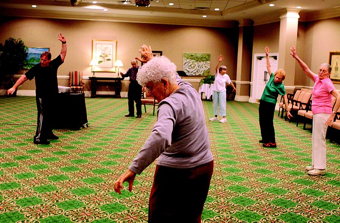 Sarasota Bay Club residents do chi tao with instructor Michael Stults, left, Friday, Feb. 18, at Sarasota Bay Club. Stults has been a chi tao instructor for 28 years and has been teaching this class at Sarasota Bay Club for 10 years.