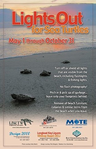 Mote and Longboat Key Turtle Watch distribute posters during nesting season to remind beachgoers to turn out their lights.