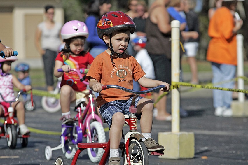 Levi Marshall, 4, was one of the first ones out on the track.
