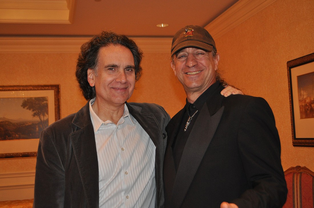 Peter Buffet, left, gave a presentation and performed with cellist, Michael Kott