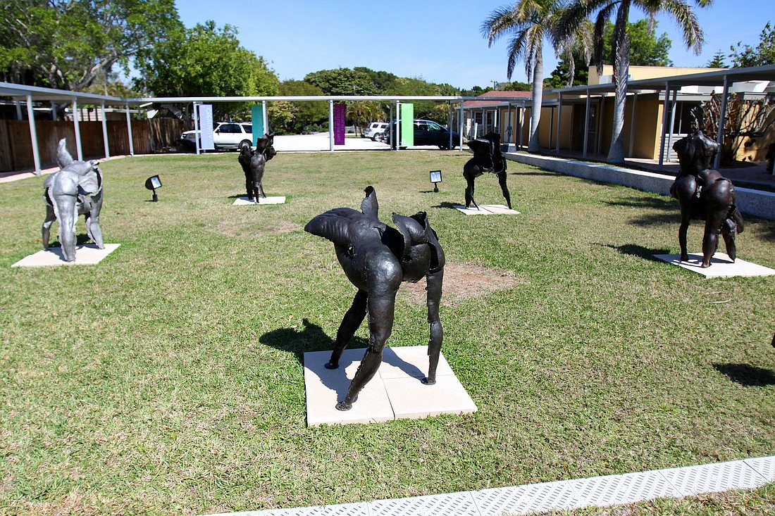 Sarasota-based sculptor Mark Anderson created the five bronze-and-aluminum sculptures are on display in the courtyard at Longboat Key Center for the Arts.
