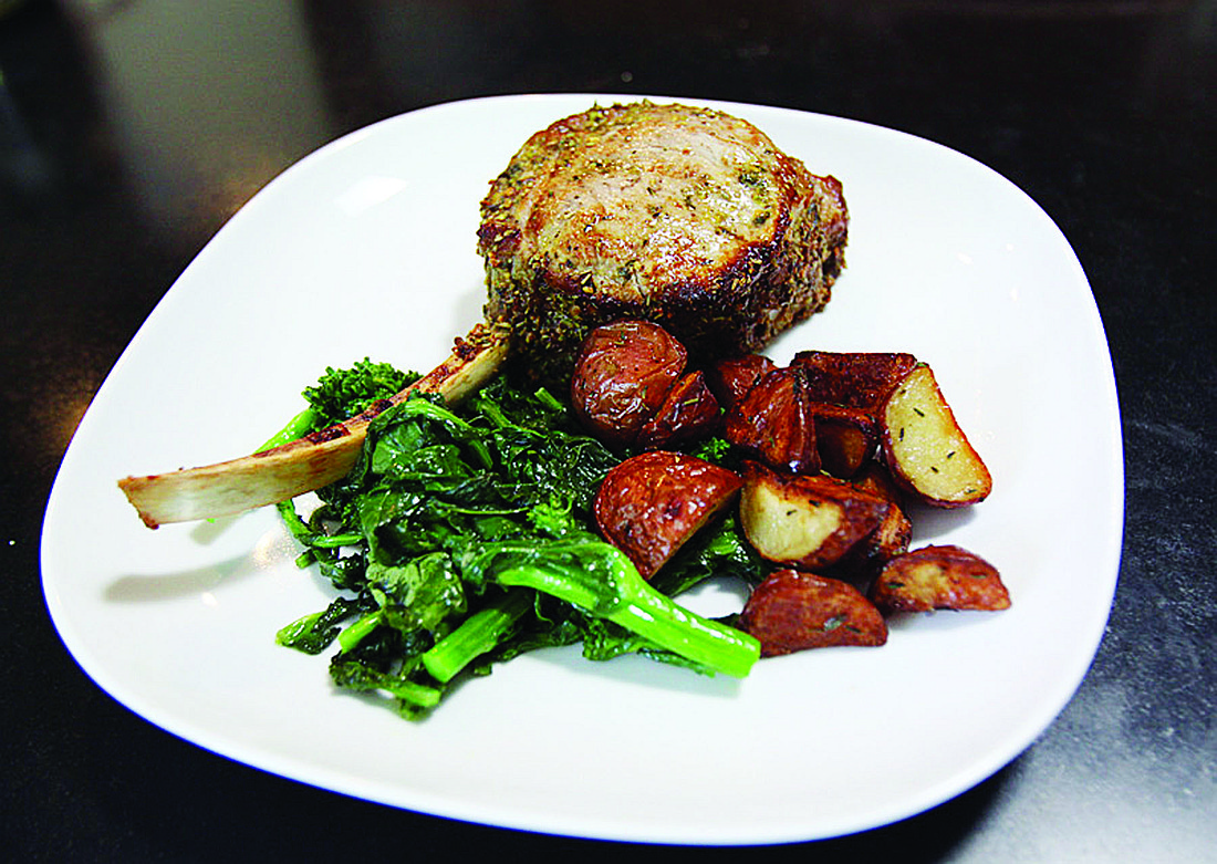 Sauteed broccoli rabe, roasted potatoes and Rack of Veal Rees