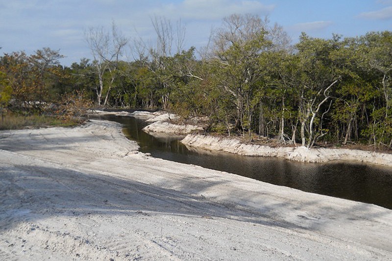 A restoration project has created a new tidal tributary adjacent to the North Lido beach access.