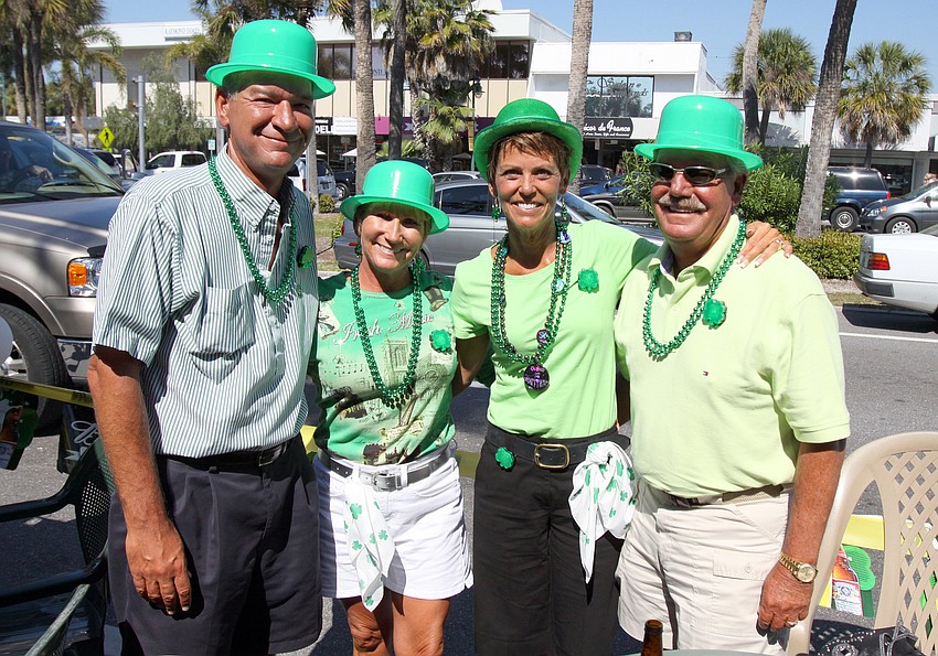 Jeff and Linda Coffaro pose with Mariann and Ron Tilton on Thursday, March 17 outside Lynches Pub. They celebrated St. Patrick's Day and Mariann's 50th birthday.