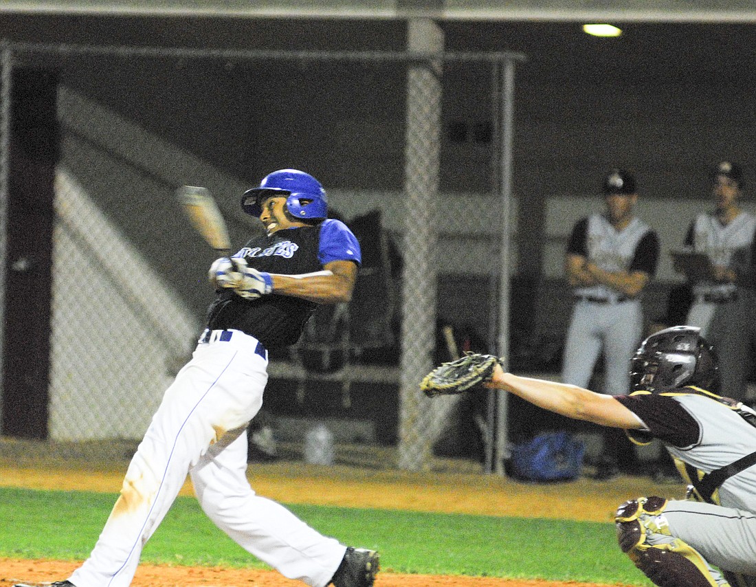 Matanzas leadoff hitter Tyler Walls belted his second home run of the season on Wednesday night. PHOTO BY STEVEN LIBBY/COYOTE PHOTOGRAPHY