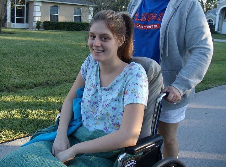 Shelbie Miller was in a wheel chair for three months after her accident. COURTESY PHOTO