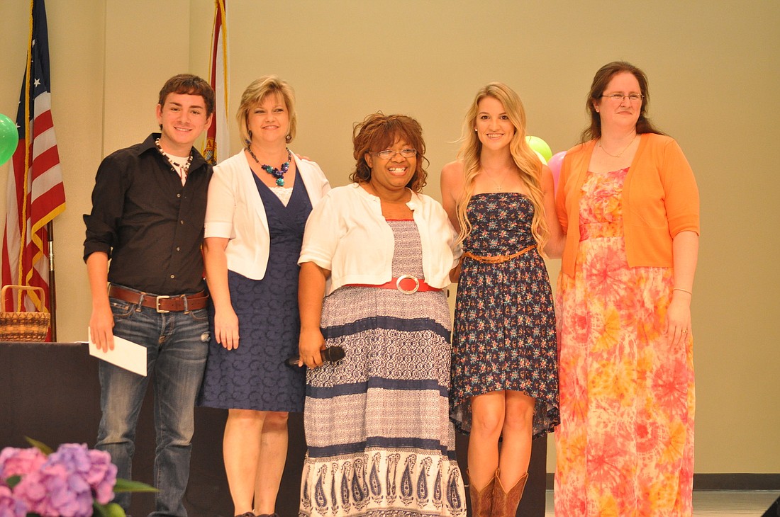 Runner-up Stefano Schibeli, Nevaeh members Allison Walker and Kathleen Robinson, winner Ashley Savage, and Nevaeh member April McHone