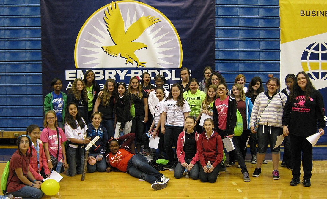 Rymfire Elementary students, at Embry-Riddle Aeronautical University's Women in Aviation Day COURTESY PHOTOS