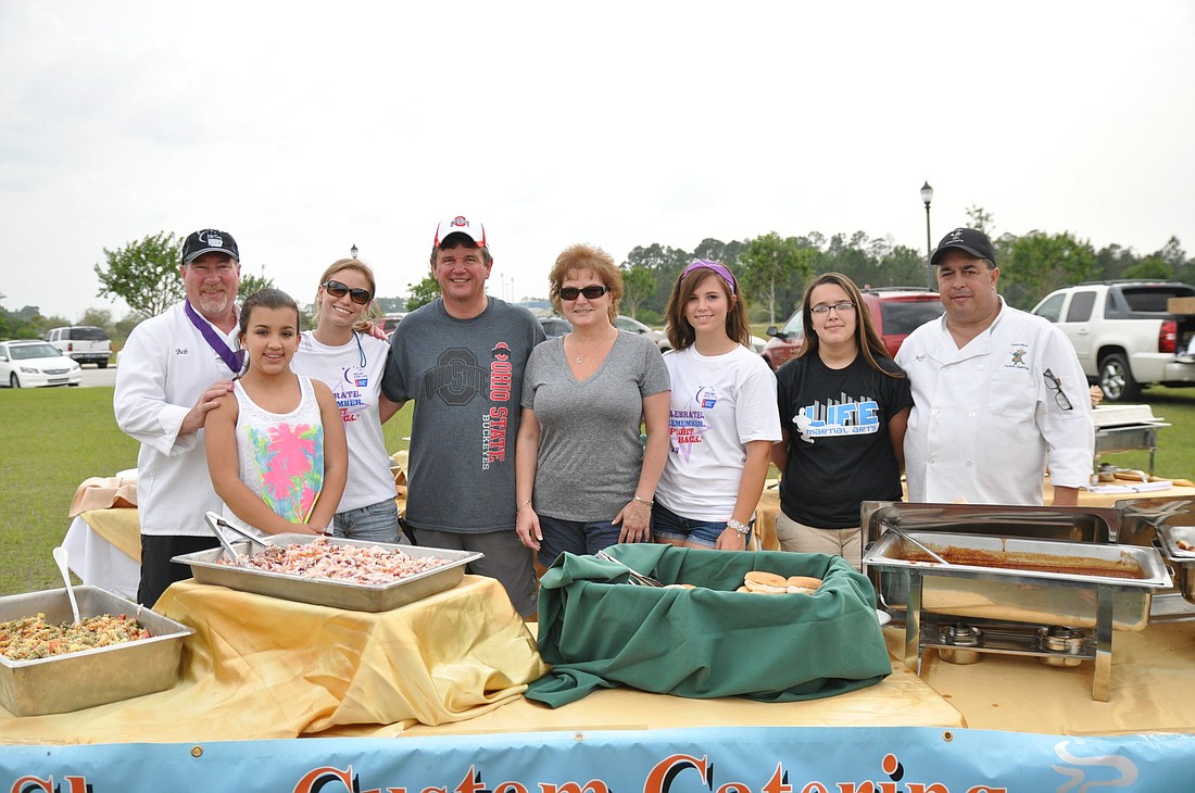 The survivor dinner was catered by OceanShore Custom Catering. Pictured are survivor Bob Franks, Brianna Whitefield, Meaghan Faletti, Richard Taylor, Carole Faletti, Danielle Faletti, Sofia Whitefield and Jeff Whitefield