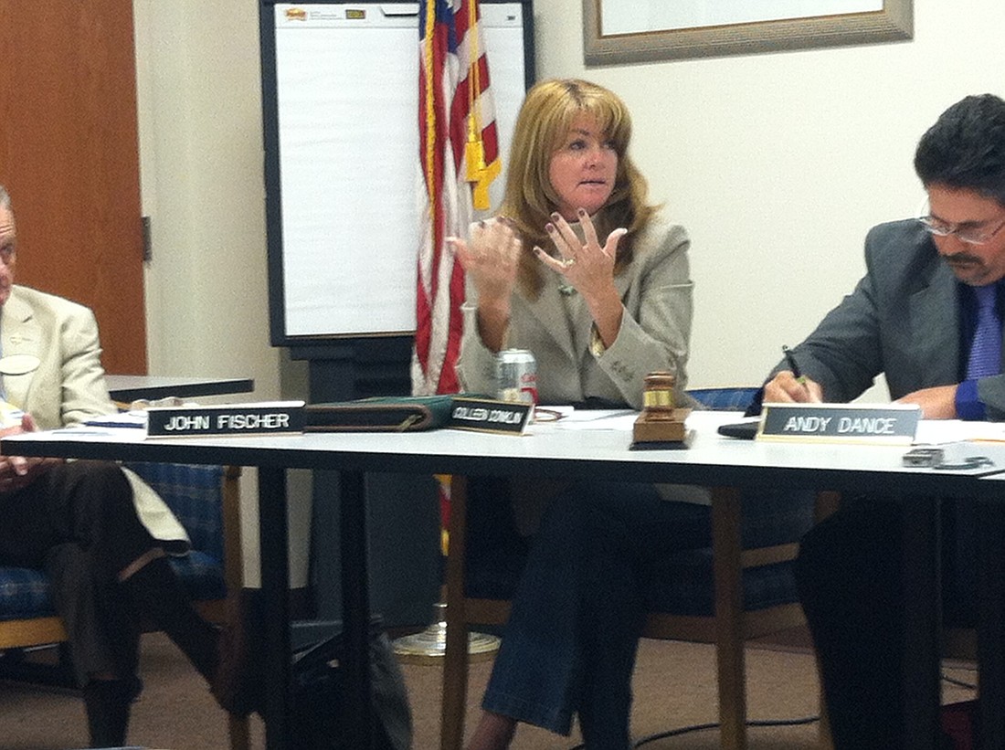 Colleen Conklin speaks during a School Board budget workshop last month.