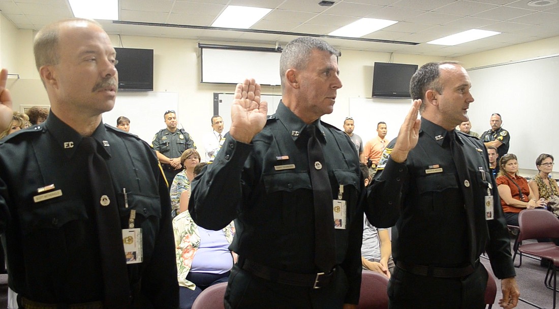 Six deputies were sworn in on Wednesday, all assigned to neighborhood patrol.