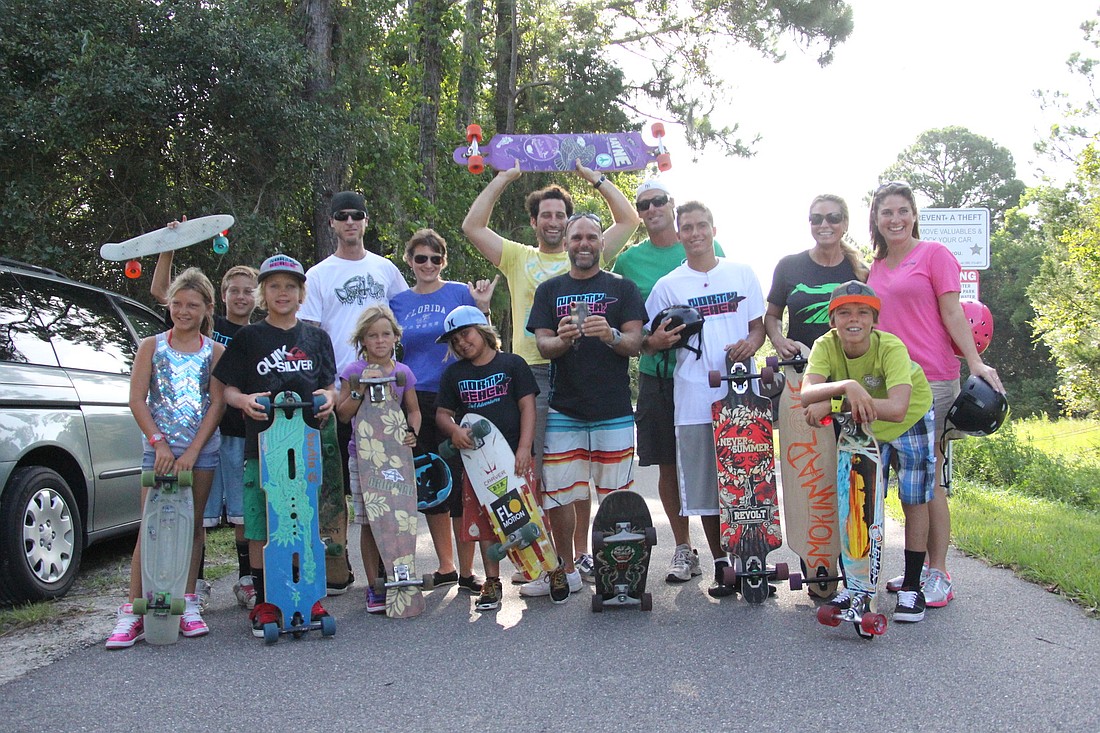 Local skateboard enthusiast joined representatives from The International Distance Skateboard Association Wednesday morning for a preliminary ride on Lehigh Trail to determine a possible race course. PHOTO BY SHANNA FORTIER