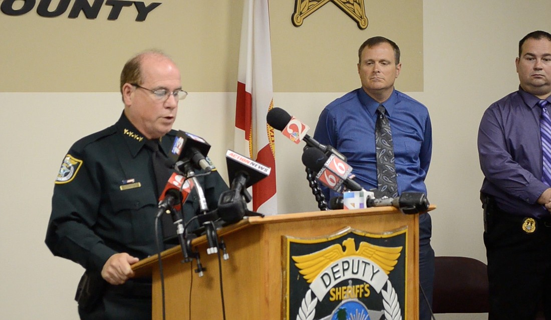 Sheriff Jim Manfre address the press on Friday, regarding the arrest of a man in connection with the homicide of Zuheily Rosado back in February.