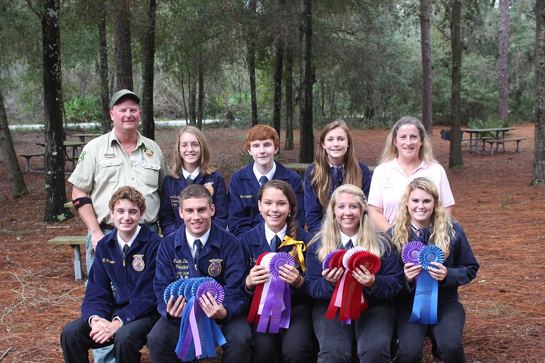 Back row, from left: Forester Greg Dunn, Alyssa Austin, Bryan Simmons, Kathryn Gordon and teacher Johanna Davis; front: Chris Cashera, Austin Davis, Miranda Kuleski and McKenzie Smith. COURTESY PHOTOS