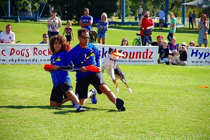 Scot and Angel Koster compete with their canine Indigo. COURTESY PHOTOS