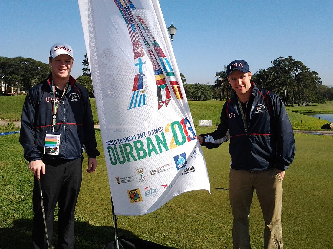 Connor and Brock at the 2013 World Transplant Games in Durban, South Africa. Connor Marvin won the gross division in golf for 18- to 29-year-olds. Brock Marvin plays soccer at Oglethorpe University, in Atlanta. COURTESY PHOTO