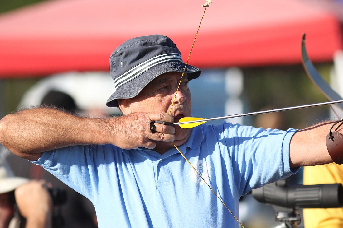 Flagler County resident Chip Ream took the silver medal in Barebow Recurve for the male age 70-74 division. PHOTOS BY SHANNA FORTIER
