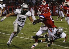 Harrison Skokos played hard all night for the Mustangs.