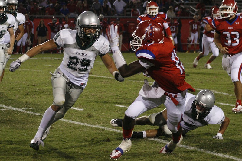 Harrison Skokos played hard all night for the Mustangs.