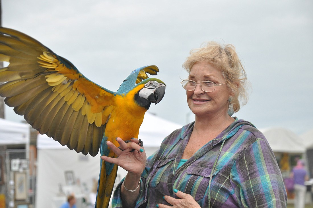 Nikki Faddis walked the festival with her bird, Molly, at her fingertips. Molly thought she was part of the art being displayed. PHOTOS BY SHANNA FORTIER