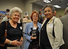 Thyrza Jacocks and Pat Kaufman with 'Ageless Creativity' artist Eleanor Merritt